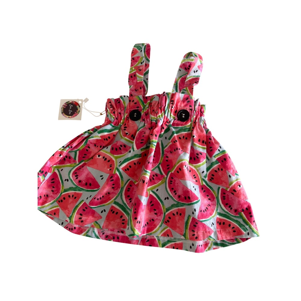 Lou Lou Toddler Girls 3T Watermelon Print Paperbag Neck Sleeveless Top Dress NEW